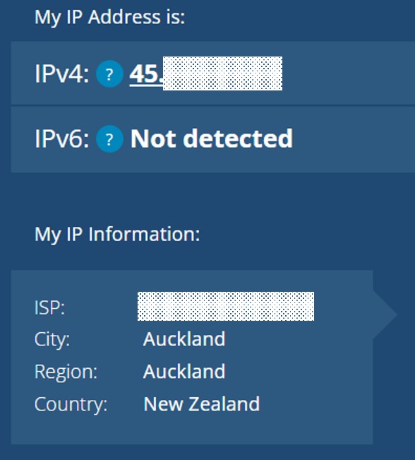 IP address in  New Zealand