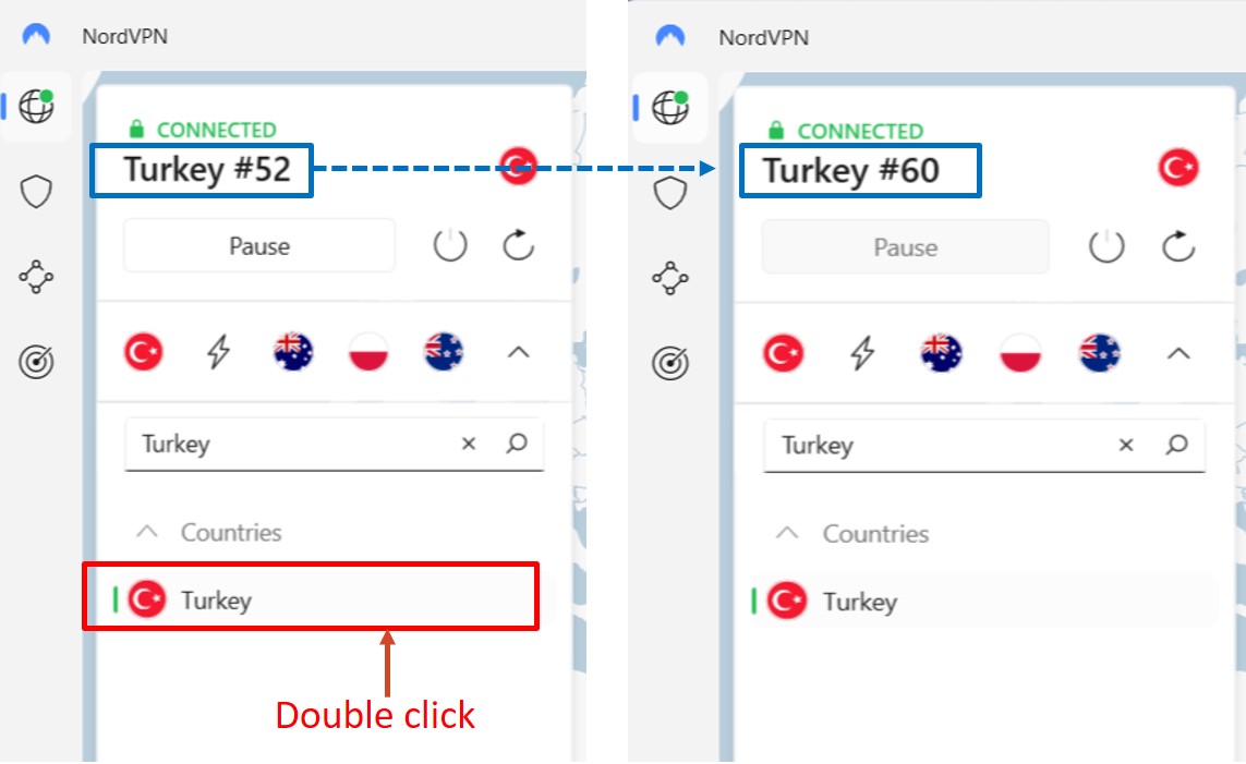 nordvpn switch to other server