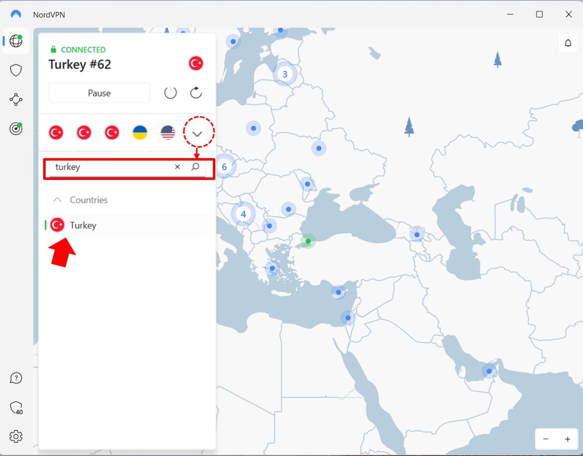 NordVPN access via Turkey